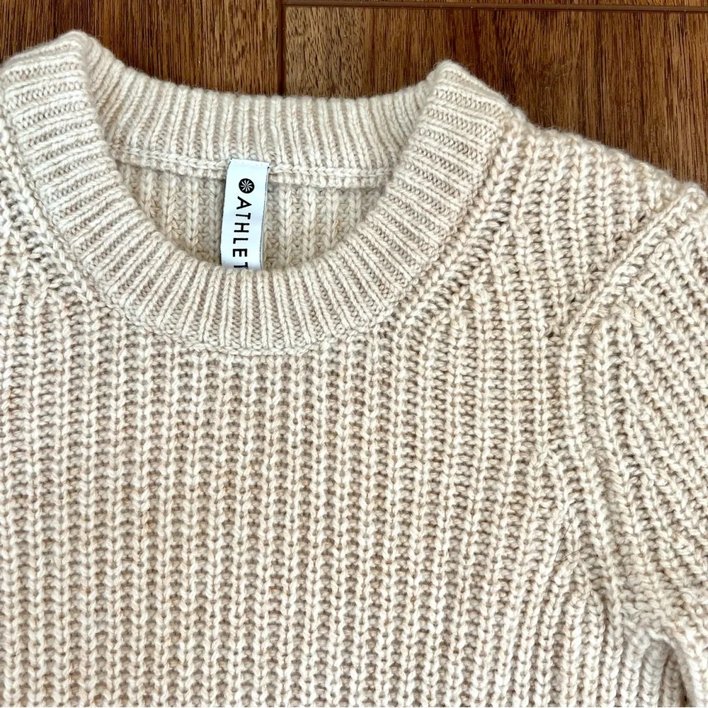 NWOT Athleta Sierra Crew Beige Wool Blend Pullover Sweater - Picture 8 of 16